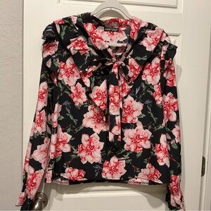 Black Floral Long Sleeve Blouse